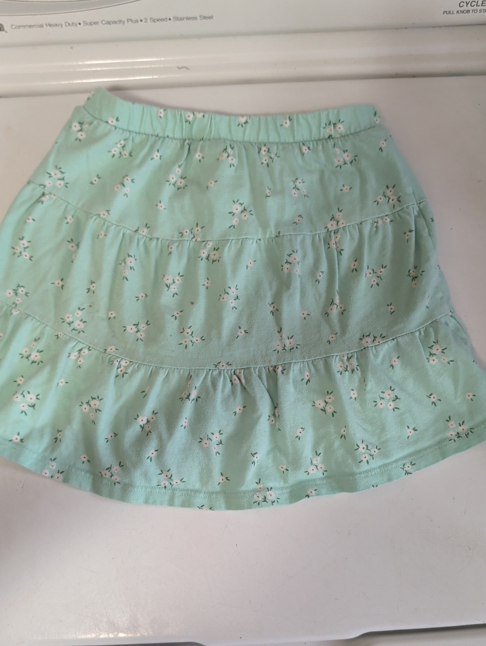Spring Mint Floral Tiered Skater Skirt - Girls Size 6